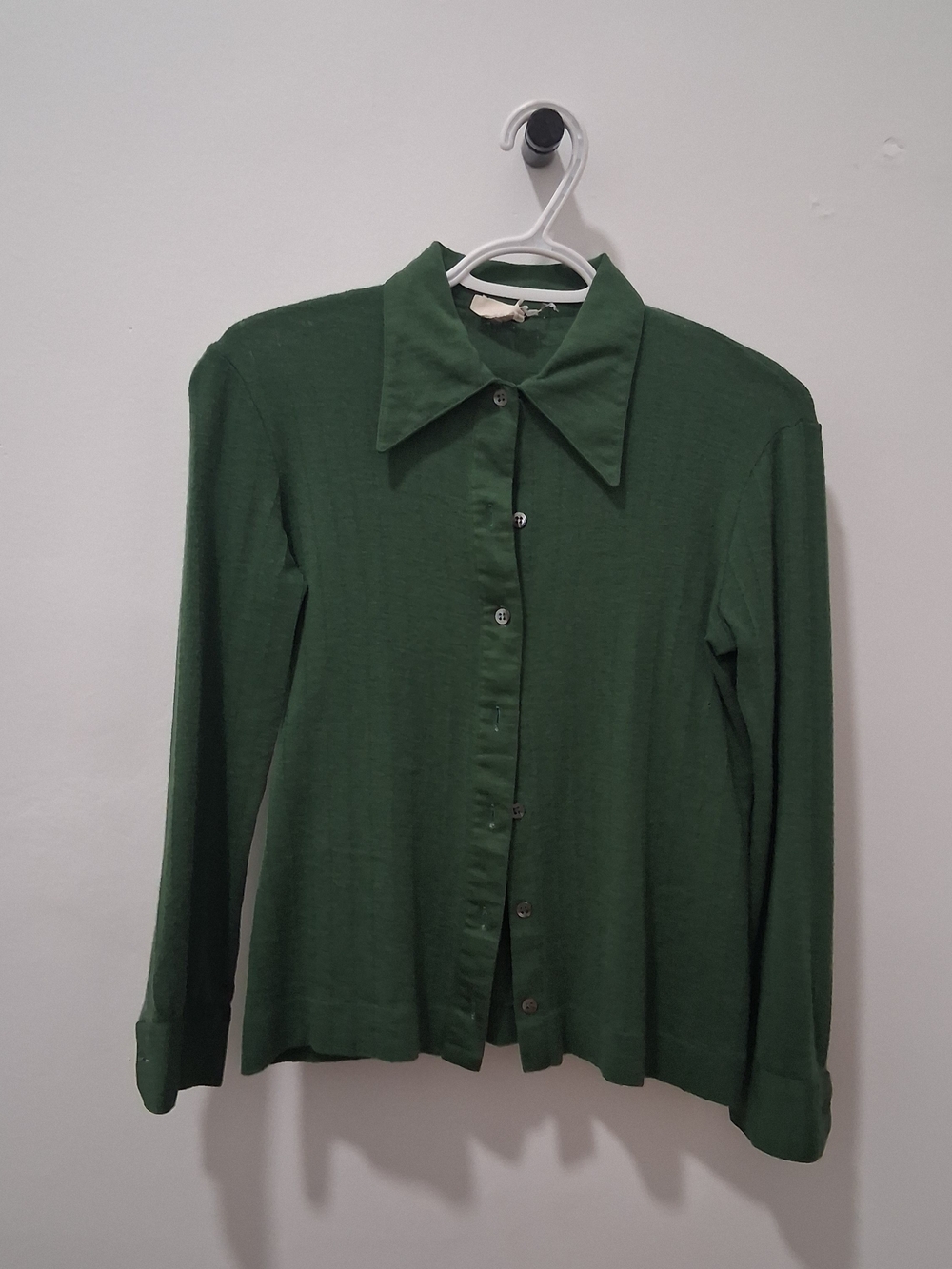 1970s Vintage Wool Button-Front Women’s Ribbed Shirt
